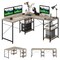 Costway 95'' Convertible L-shaped Corner Computer Desk 2-Person Long Desk Shelves Natural